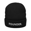 Founder Beanie — Minimal Black Knit Hat